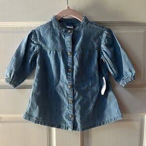 Blue Denim Button-Up Shirt Dress